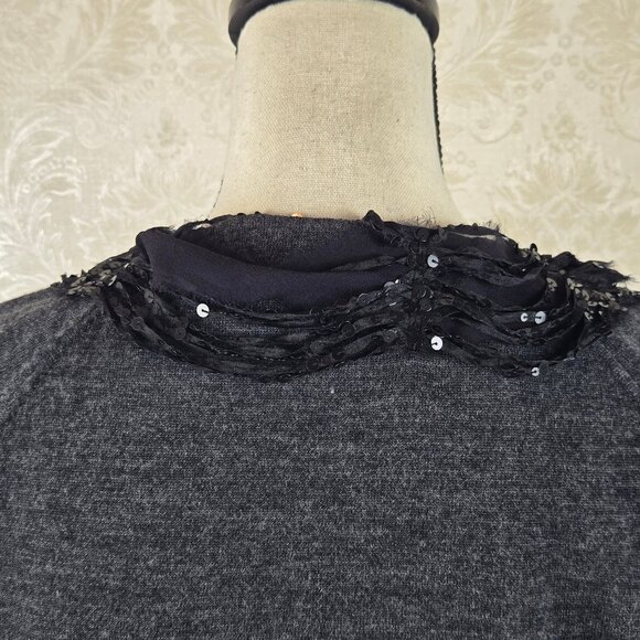 J Crew Size XL Gray Black Merino Wool Cardigan Silk Sequins Embellishment NWT - Picture 7 of 16